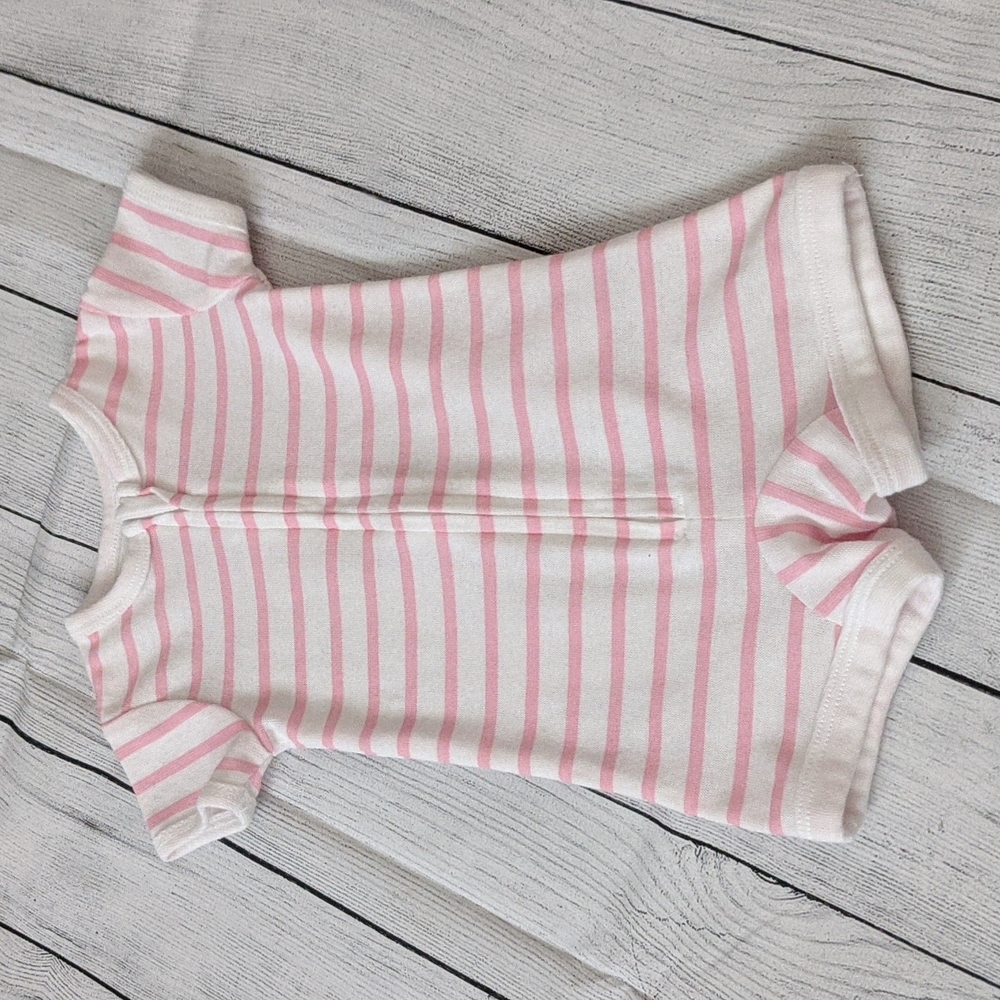 Pink Striped short sleeve romper